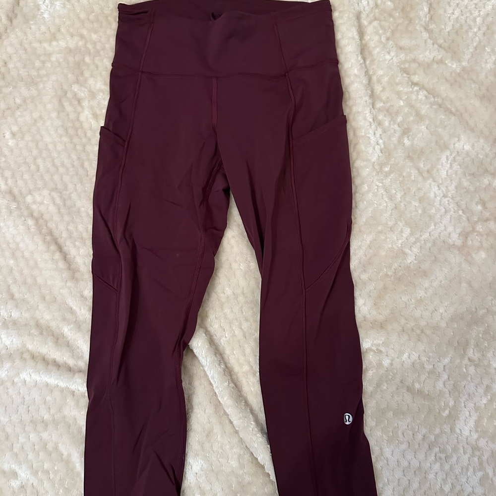 Lululemon Burgundy/Marroon High-Waisted Capri Leggings